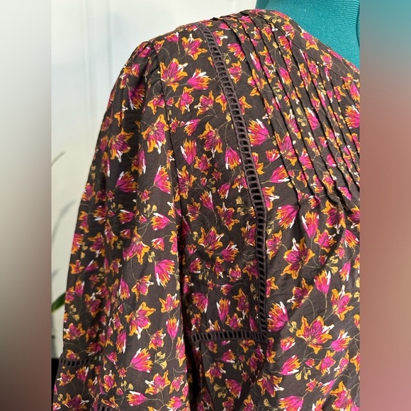 Pioneer Woman Embellished Split Neck Blouse large (12-14) pink brown - Picture 3 of 13